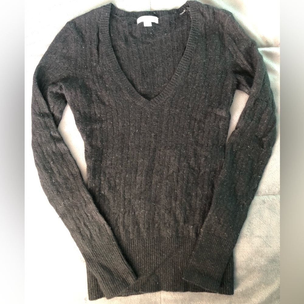 Aphorism Black Small V-Neck Angora//Nylon/Lambs Wool Sweater